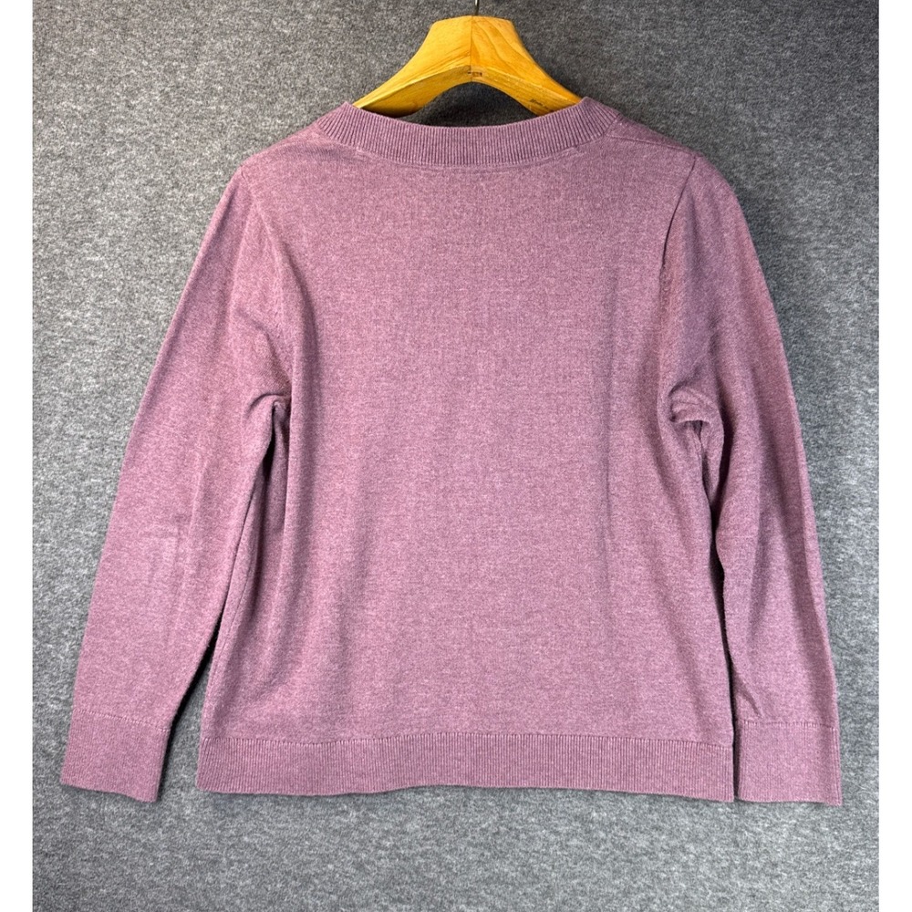 J. Jill VNeck Sweater Mauve Purple Cotton Blend Knit Size M Office Career Travel - Picture 4 of 9